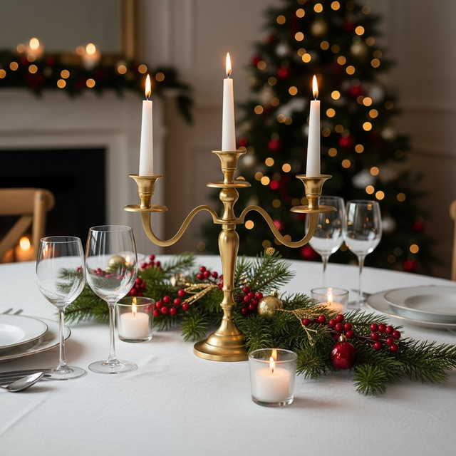 Candelabru cu trei brațe, auriu, 30 cm, model 2