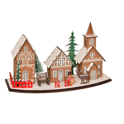 Lampion oraș de Crăciun, LED, 30 x 15 cm