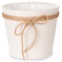 Husa pentru ghiveci impletit cu fundita de iuta, 20 x 16 cm