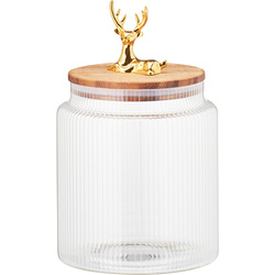 Recipient sticlă cu capac cu ren 1100 ml