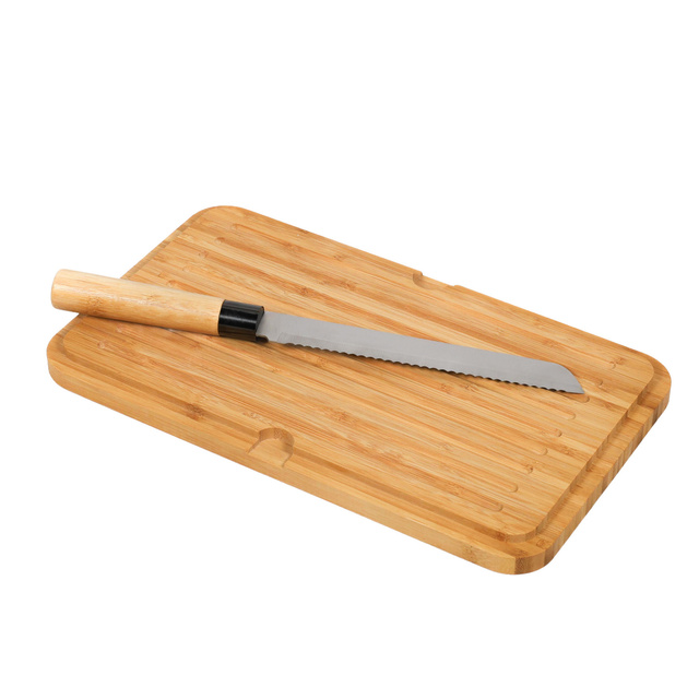 Cutie de paine cu capac din bambus si cutit de paine, 35 x 20 cm