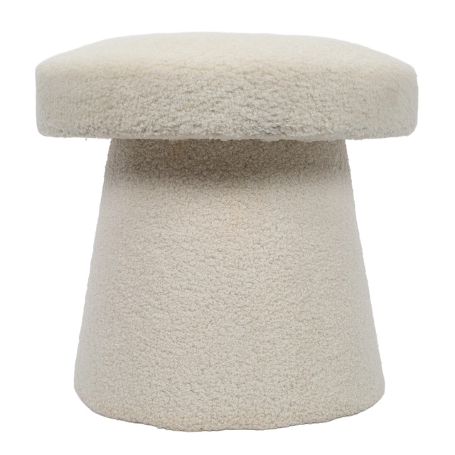 Puf rotund tapițat TEDDY ciupercă boucle, Ø 43 x 38 cm