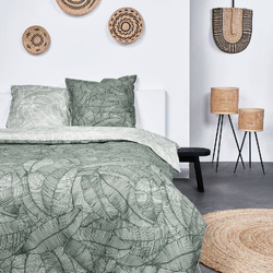 Set lenjerie de pat din bumbac Leaves, reversibila, 220 x 240 cm