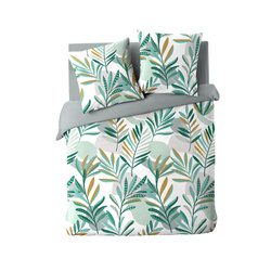 Set de lenjerie de pat cu model de frunze, LOUNA, 240 x 220 cm