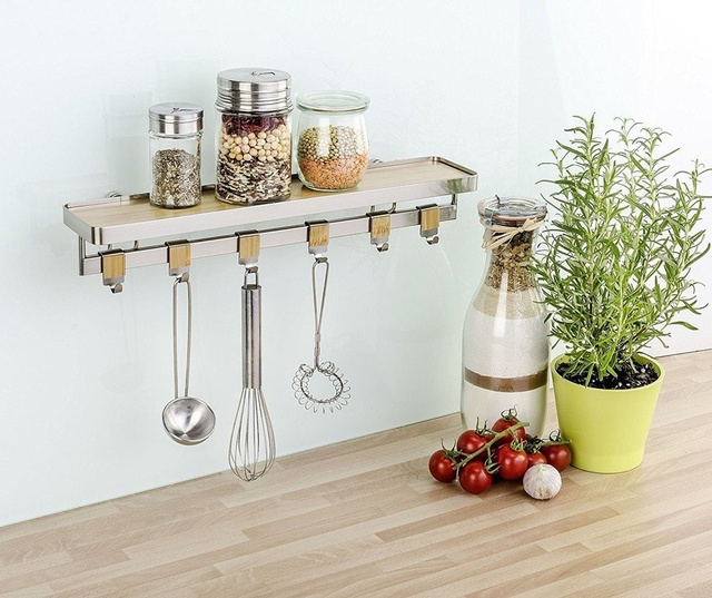 Raft de bucătărie pentru condimente cu suport Bamboo Premium, WENKO