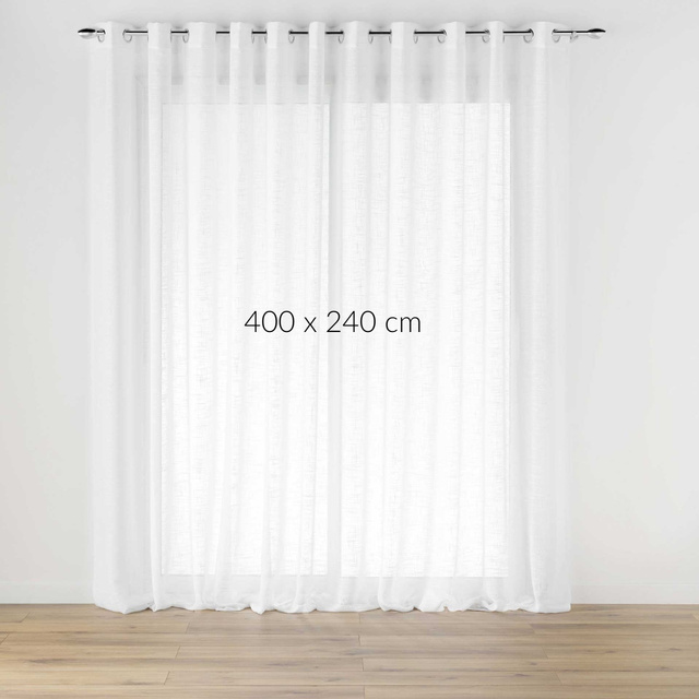 Perdea largă cu inele, cu efect de in, HALTONA, 400 x 240 cm