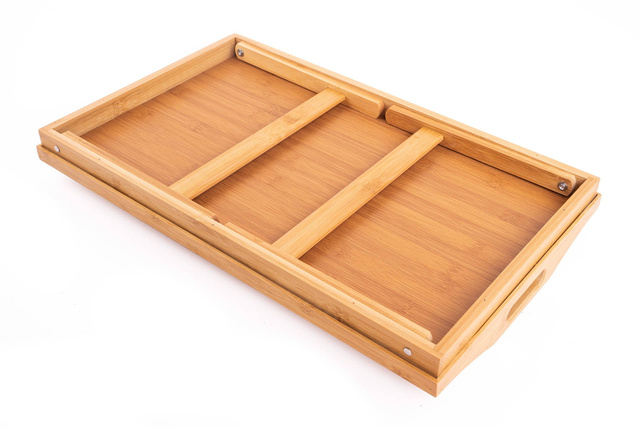 Mese de mic dejun, tavă din bambus cu picioare, 50x30 cm