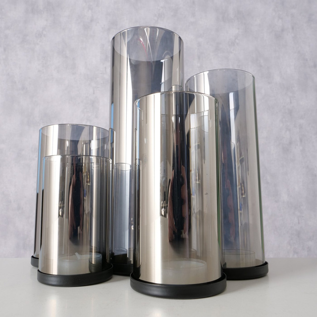 Set 4 sfeșnice, metal, argintiu