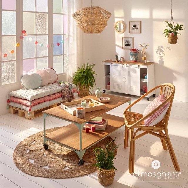 Covor decorativ din iută rotund, Ø 80 cm