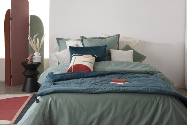 Lenjerie de pat, albastra, poliester, 80 x 180 cm