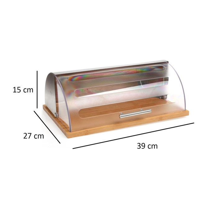Cos servire pentru paine, Secret de Gourmet, 37x27x15 cm, Lemn, Maro/Transparent