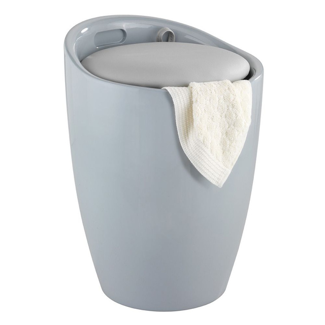 Pufa CANDY GREY - coș de rufe, 2 în 1, WENKO, gri