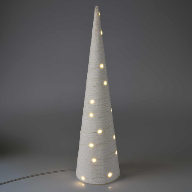 Brad de Crăciun conic din material cu LED, 60 cm