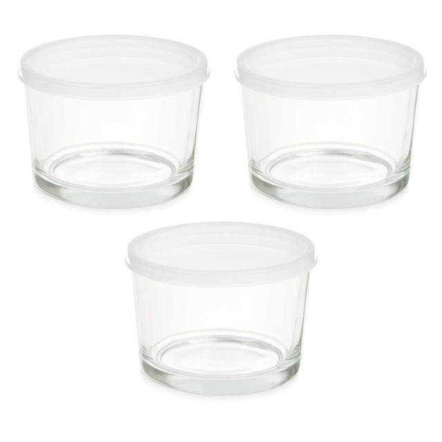 Set 3 cutii de prânz din sticlă cu capac, 200 ml