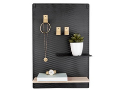 Tablă pentru notițe PERKY MESH, rafturi + cârlige, 52 x 35 cm