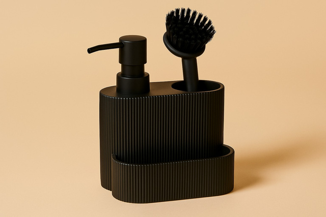 Dispenser pentru detergent de vase KIMU cu perie și loc pentru burete