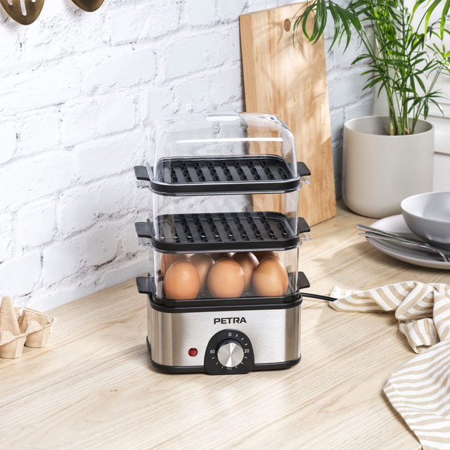Aparat de gătit cu aburi cu 3 niveluri PETRA, 500 W, 3 l