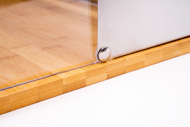 Cos servire pentru paine, Secret de Gourmet, 37x27x15 cm, Lemn, Maro/Transparent