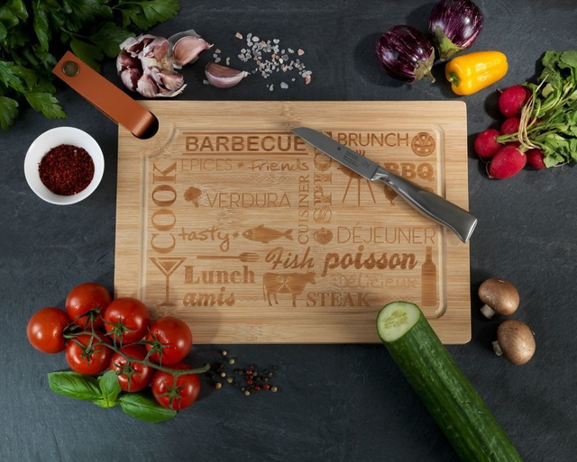 Tocator din bambus cu maner, WENKO