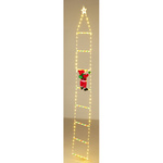 Decorațiune de Crăciun, 124 LED, Moș Crăciun pe scară, 2 m, auriu