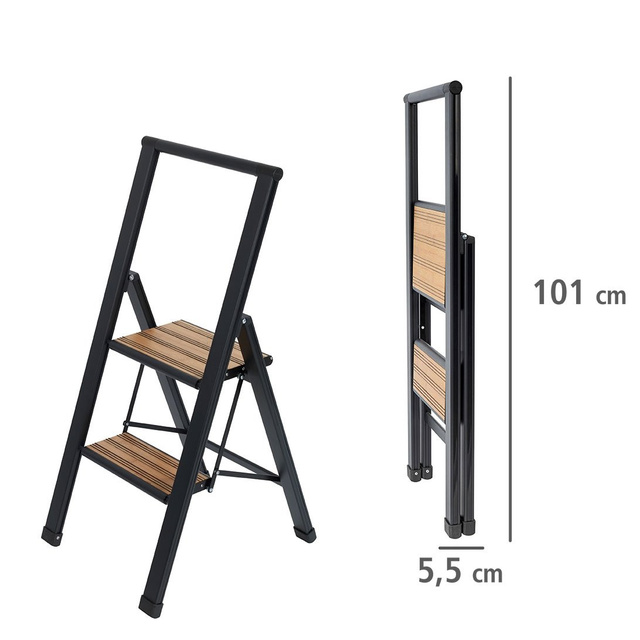 Scara pliabilă, 2 trepte, WENKO, neagră