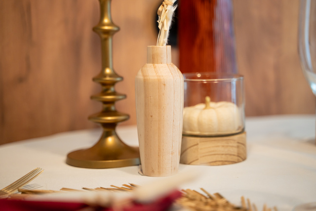 Vaza din lemn cu buchet de flori uscate Faya, 38 cm