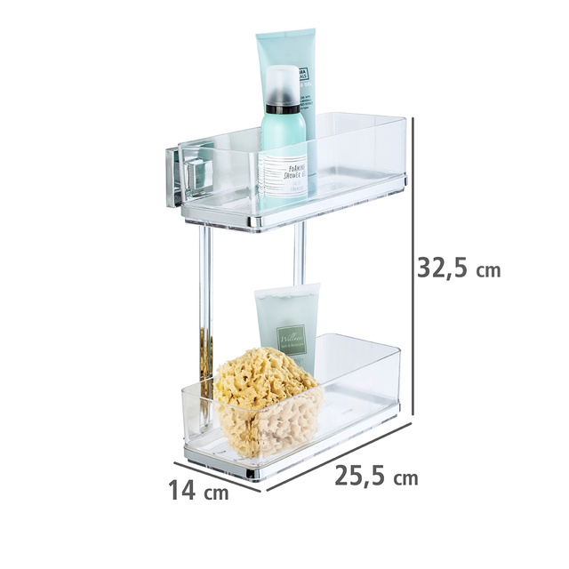 Raft baie cu 2 niveluri QUADRO, Transparent, 32,5x25,5x14 cm, WENKO