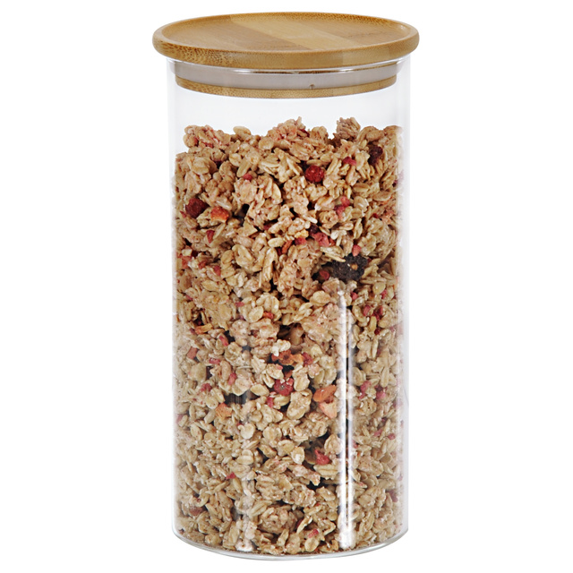 Recipient din sticlă cu capac de bambus, 1,2 L, KESPER