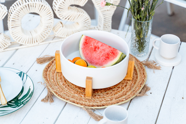 Set 4 cesti ceramice Lana cu suport, 200 ml