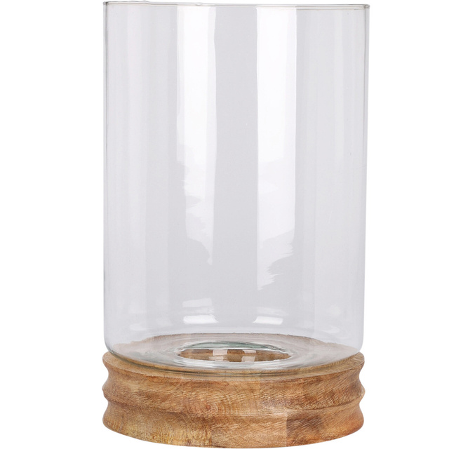 Lanterne decorativă din lemn de mango și sticlă Ø 26 cm, înălțime 41 cm