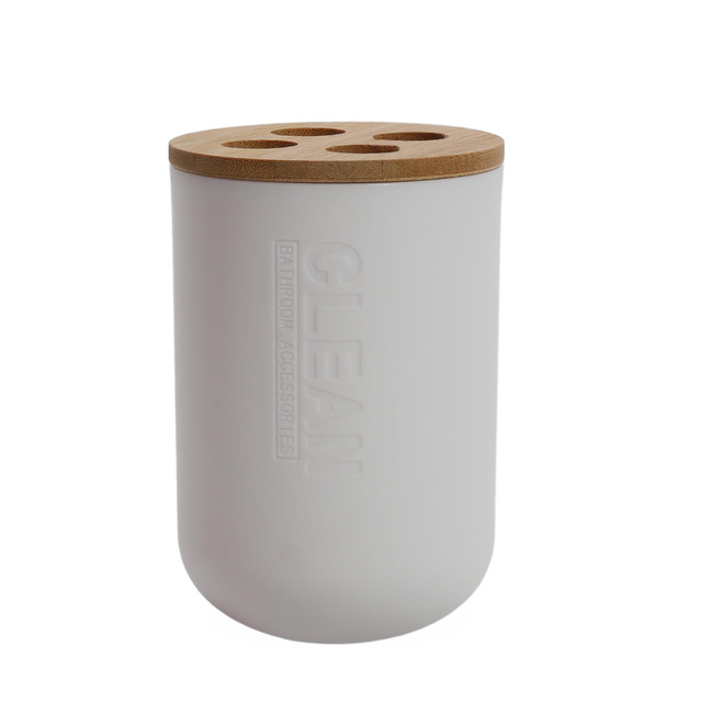 Pahar pentru periute de dinti cu capac din bambus