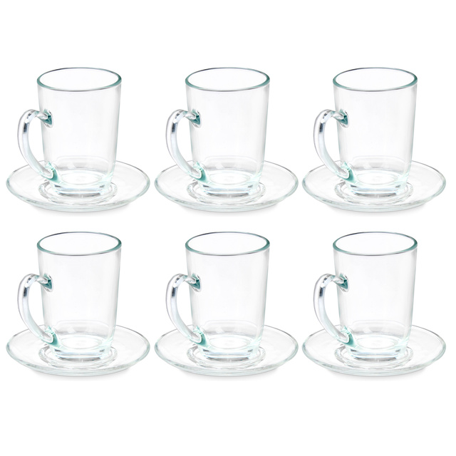 Pahare cappuccino din sticla cu farfurioare, 6 bucati, 200 ml