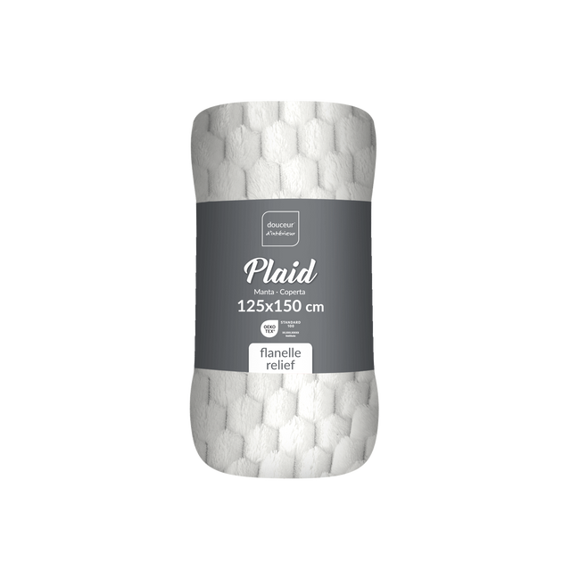 Pătură din flanel 125 x 150 cm FROSTY, albă