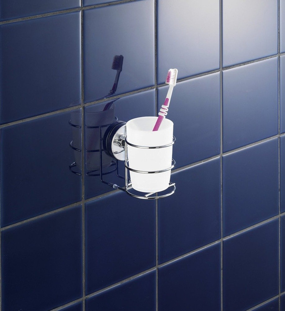 Recipient pentru periuțe de dinți MILAZZO, Vacuum-Loc - oțel cromat, WENKO