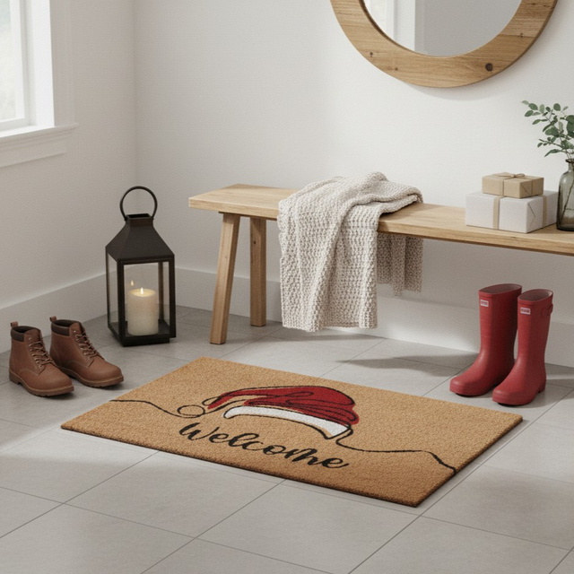 Covoare din fibră de nucă de cocos 59x39 cm, Moș Crăciun, model 2