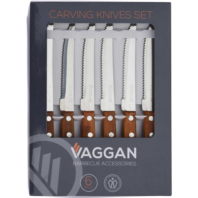 Cuțite pentru friptură cu mâner din lemn, 6 buc.