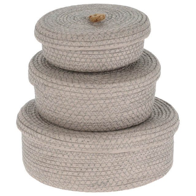 Coșuri de depozitare decorative, capac din iută, 3 buc