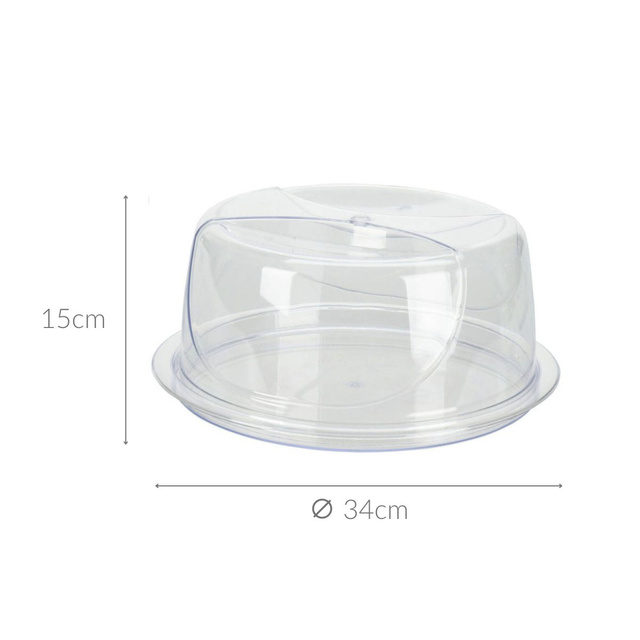 Platou cu capac pentru prajituri, plastic, 34 cm