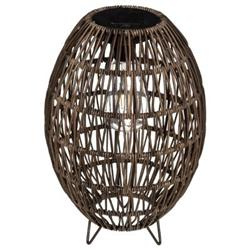 Felinar solar cu abajur impletit, Ø 21 cm, maro