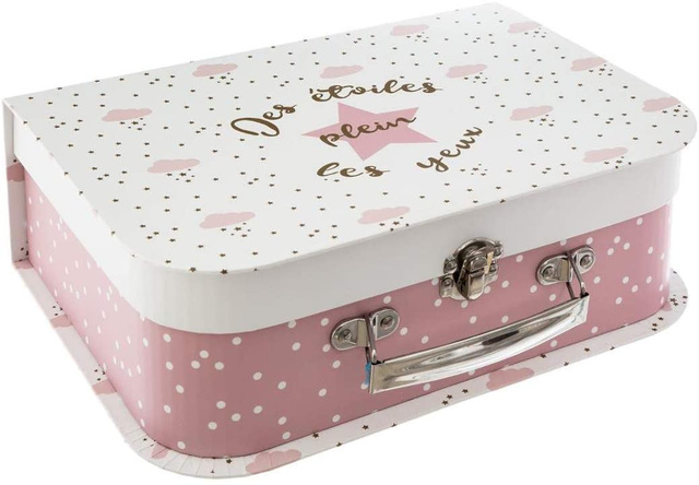 Set 3 cutii decorative din carton, Roz