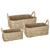 Un set de trei cosuri decorative dreptunghiulare cu manere, 3 dimensiuni