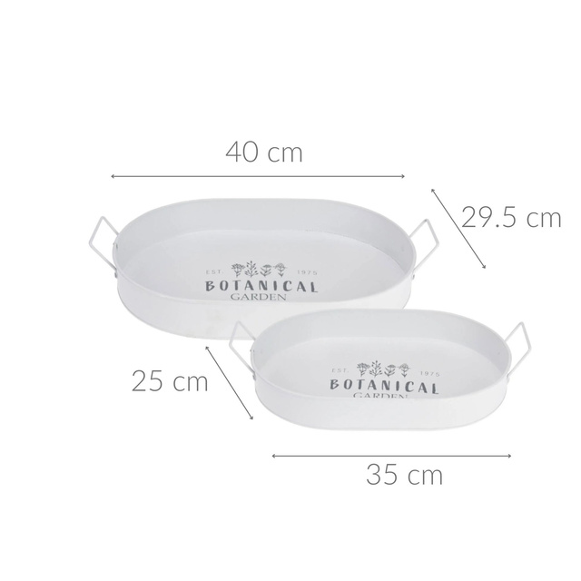 Tava pentru servire Botanical, cu manere late, metalica, 2 bucati