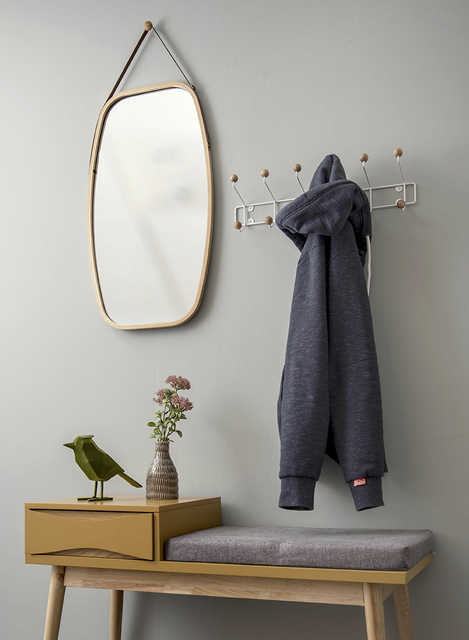 Cuier de perete pentru haine SATURNUS, butoane din lemn, 53,5 cm