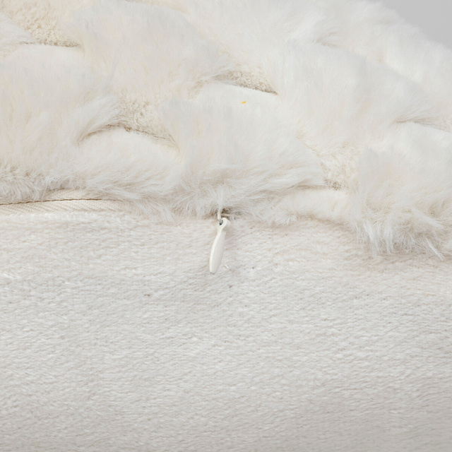 Pernă jacquard cu blană Adriel 38 x 58 cm