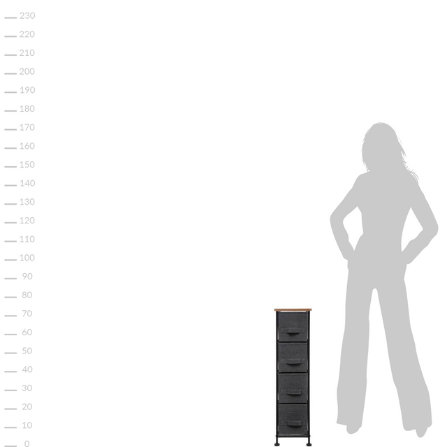 Raft de baie cu 4 sertare textile, 48x20x75 cm