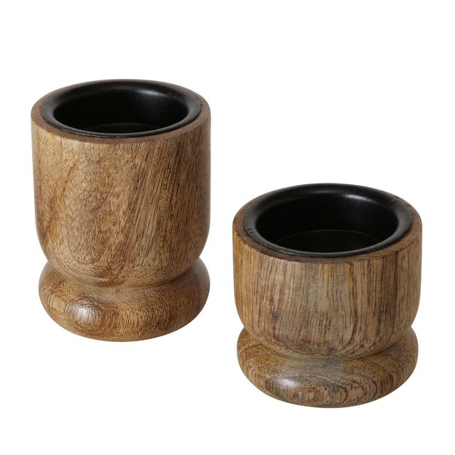 Set 2 sfeșnice  din lemn, Numli,  maro