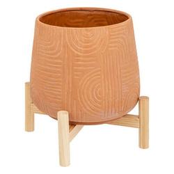 Ghiveci de teracota pe suport de bambus, Ø 20 cm