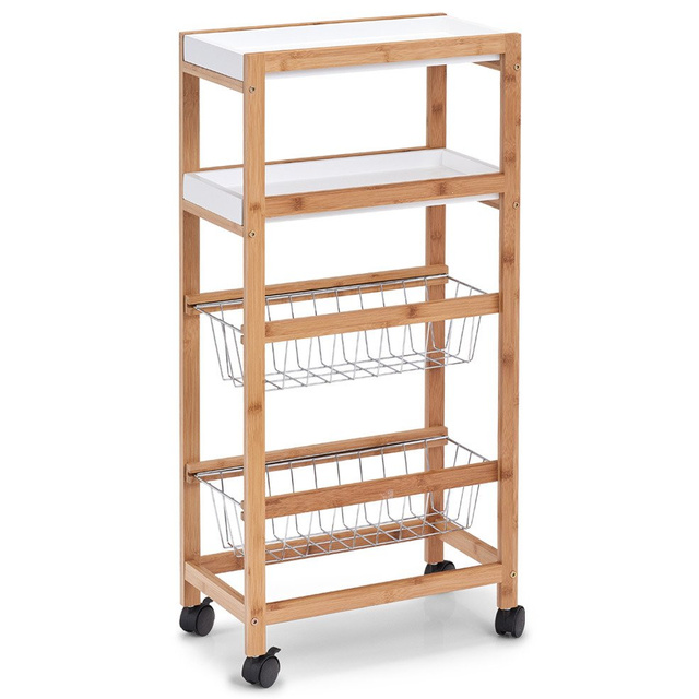 Carucior de bucatarie, masa din bambus, bar pe roti.