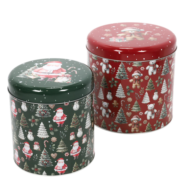 Set de recipiente metalice pentru sărbători, în dimensiuni diferite, 2 buc., roșu