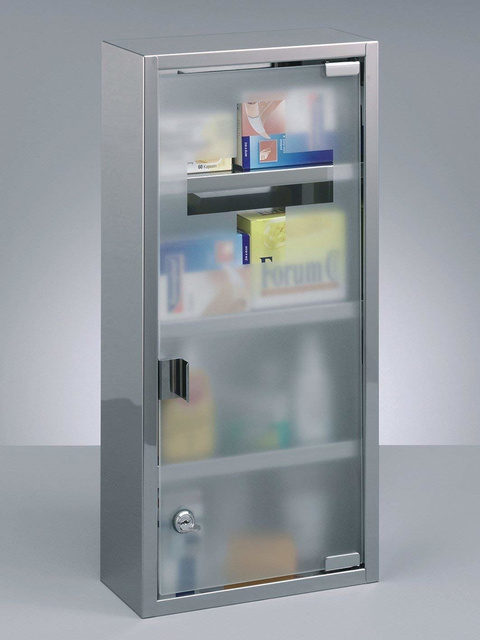 Dulap de prim ajutor cu 4 rafturi și lacăt, oțel inoxidabil, ZELLER